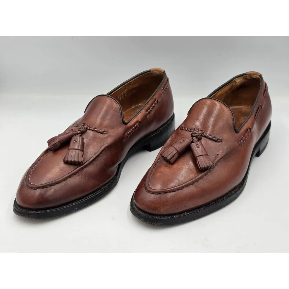 Allen Edmonds Brookwood Men's Brown Leather Tassel Slip-On Dress Loafers Size 9